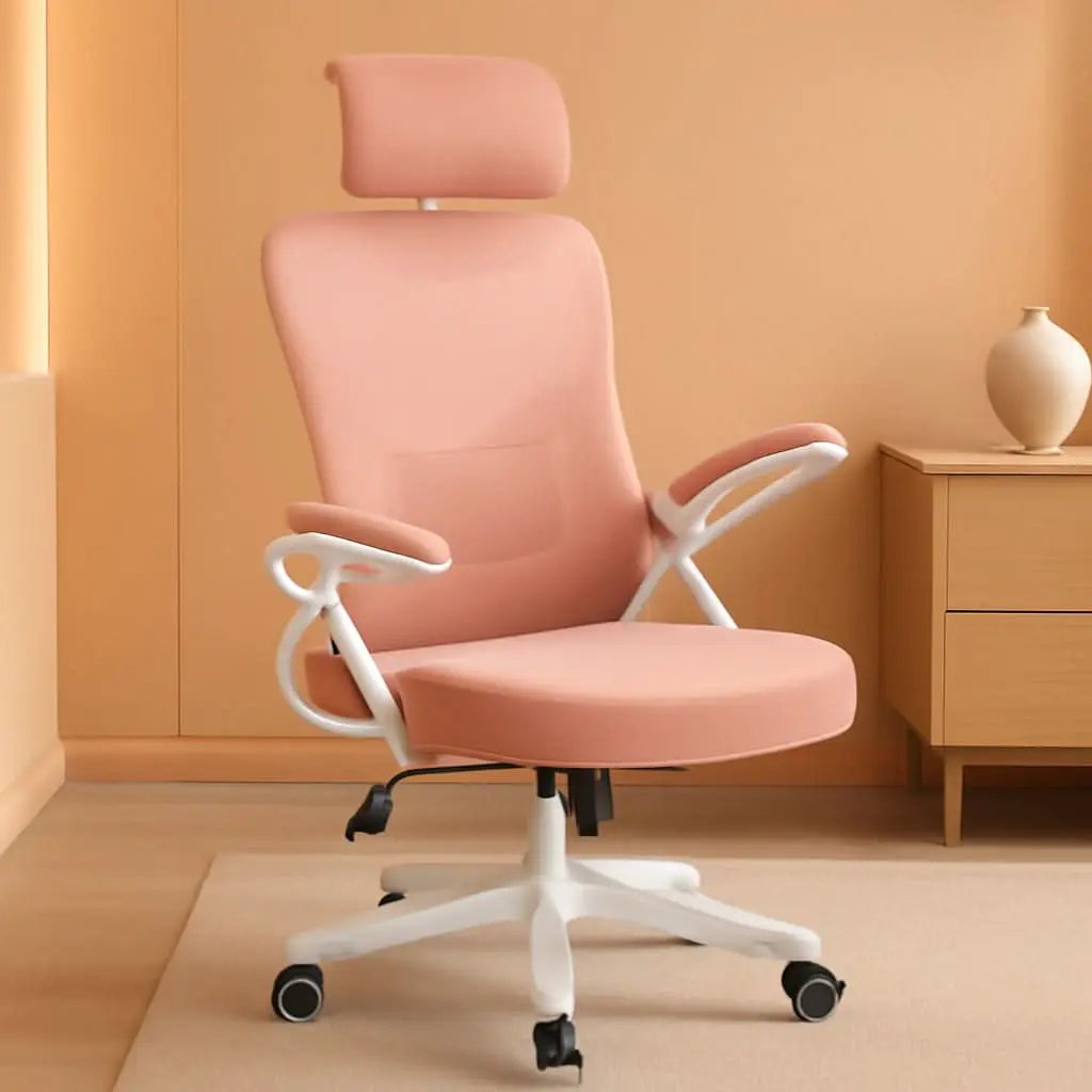 Ergonomic Office Chair High Back Mesh White Pink Lumbar from PriceLows™