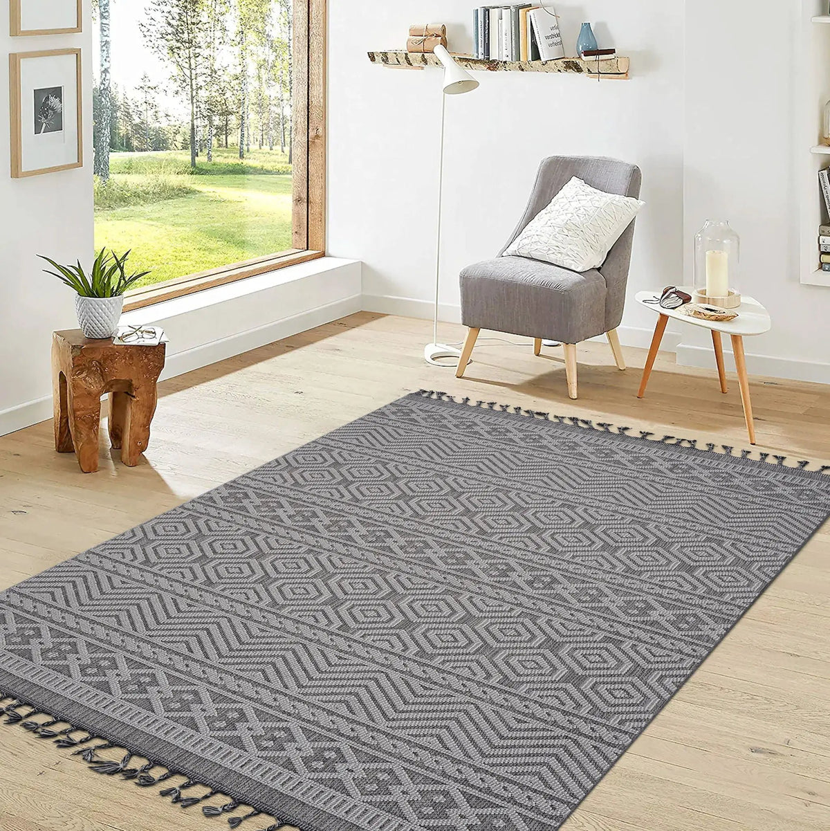 Guros Geometric Indoor Outdoor Rug | 74 x 48 Inch | Stain Resistant | Non-Shedding