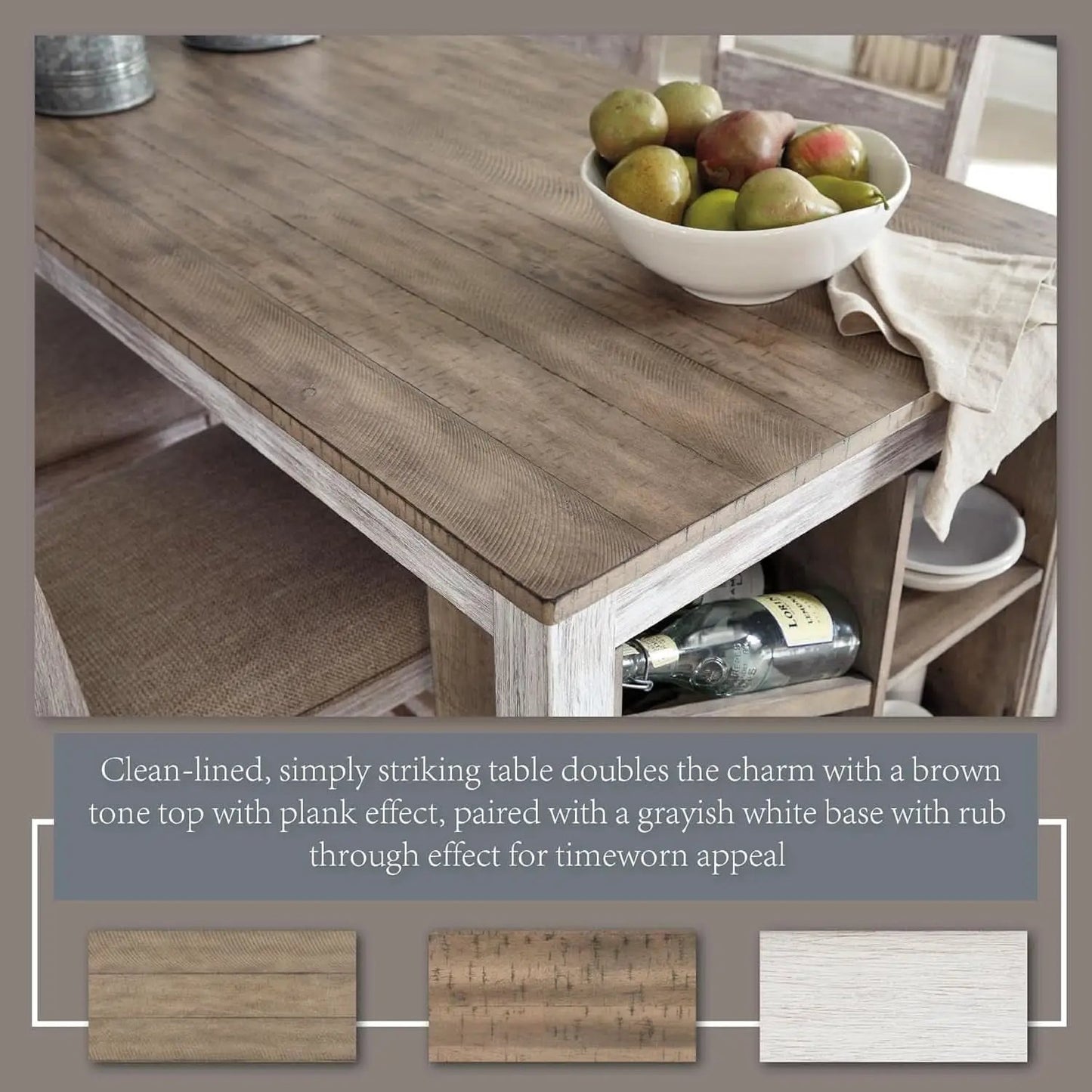 Whitewash Counter Height Dining Set With Barstools from PriceLows™