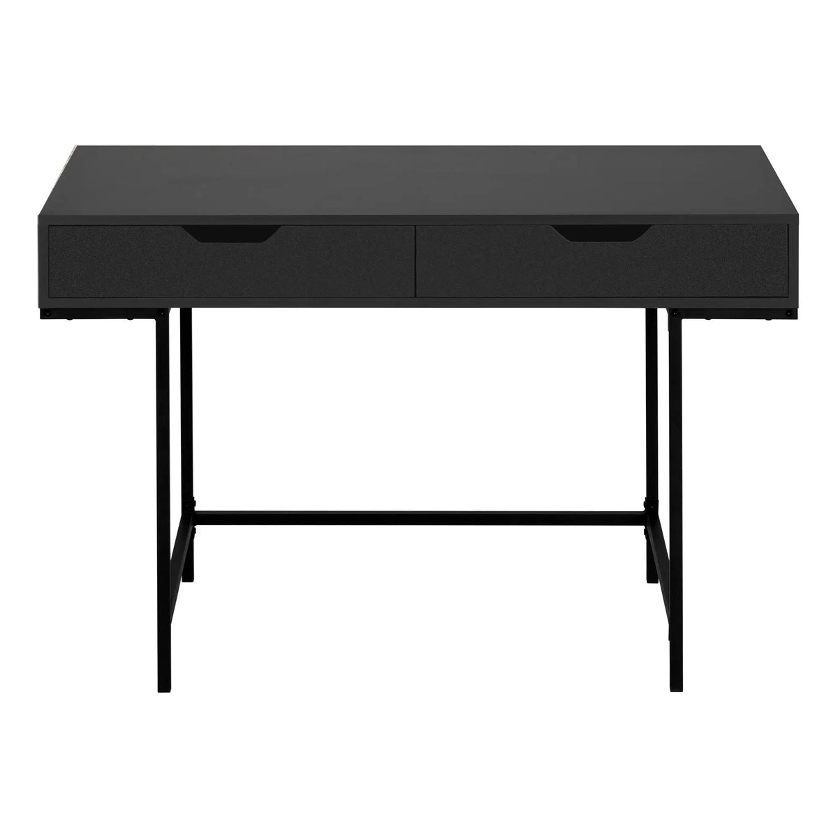 Stone-Look Computer Desk | Two Storage Drawers | Metal Base | 47.25 Inch Length