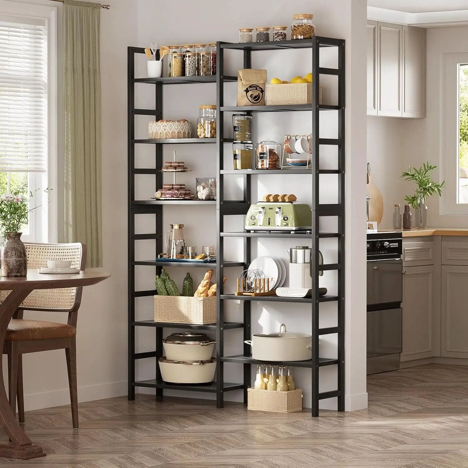 Double Wide Black Bookshelf Freestanding 6 Feet Tall from PriceLows™