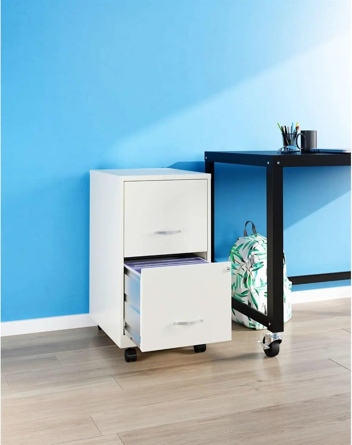LYS SOHO White Mobile File Cabinet With Locking Two Drawers from PriceLows™