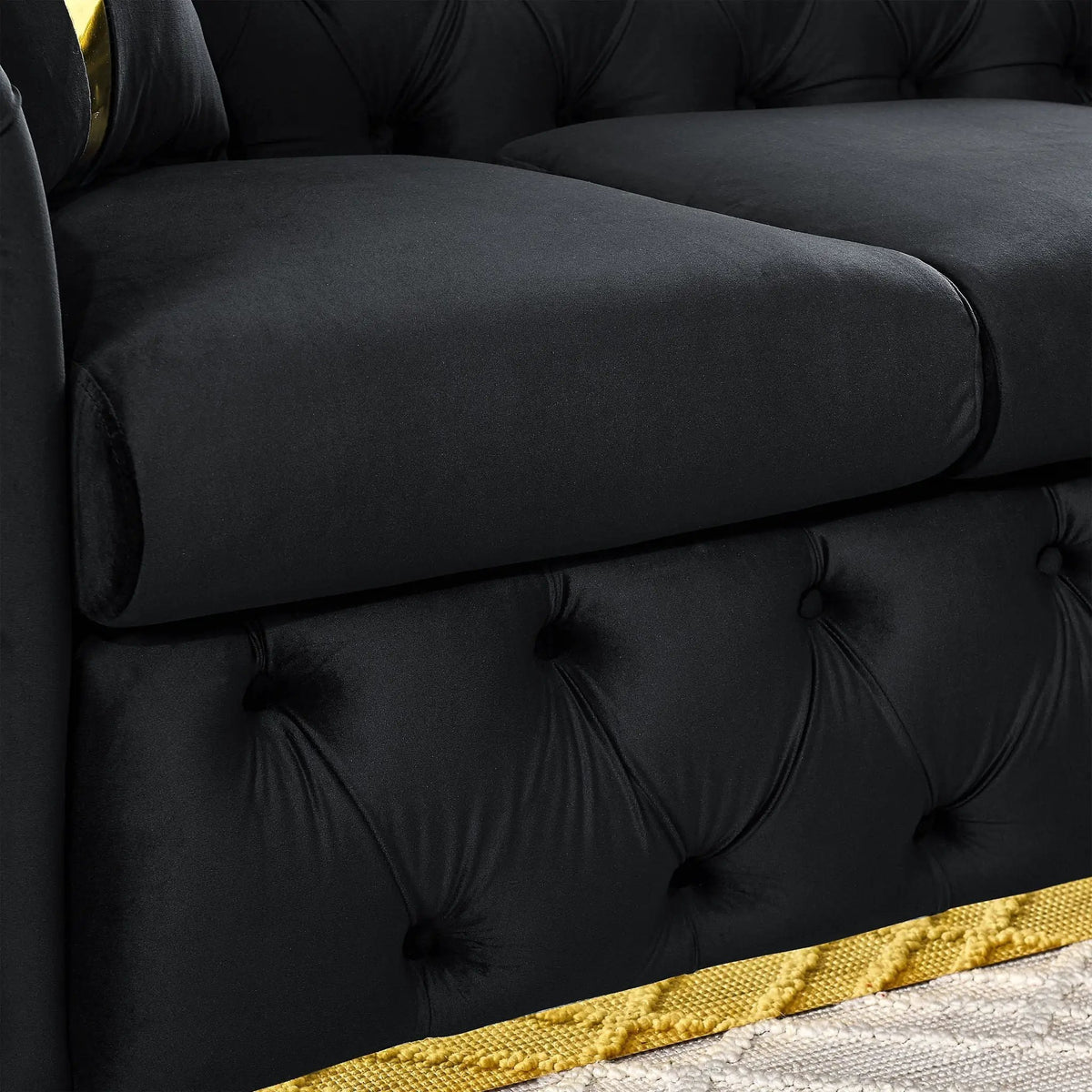 Button Tufted Chesterfield Sofa | 3 Seater | 2 Decorative Pillows | 90.6 Inch Length