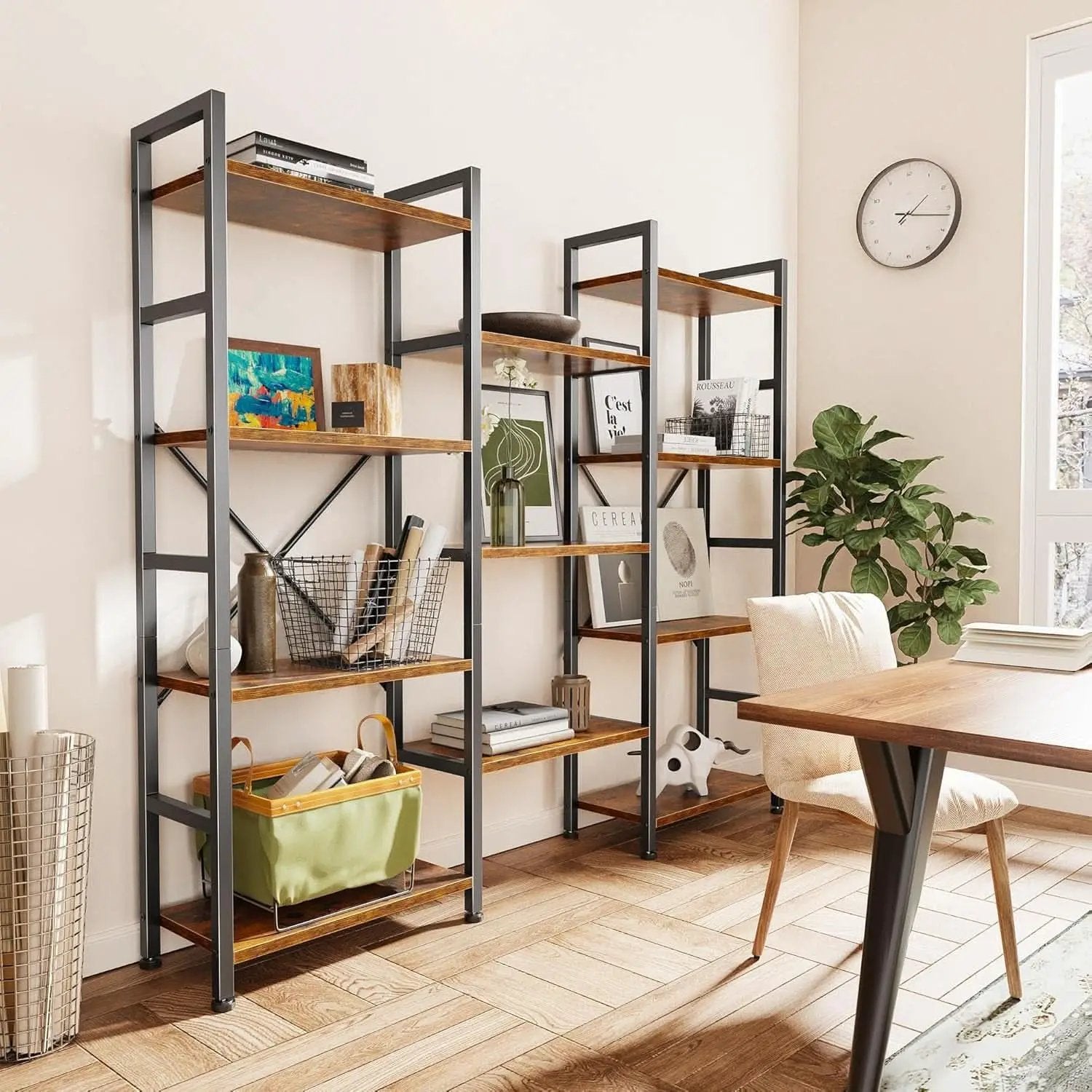 Rustic Brown Four Tier Bookshelf For Home Office Storage from PriceLows™