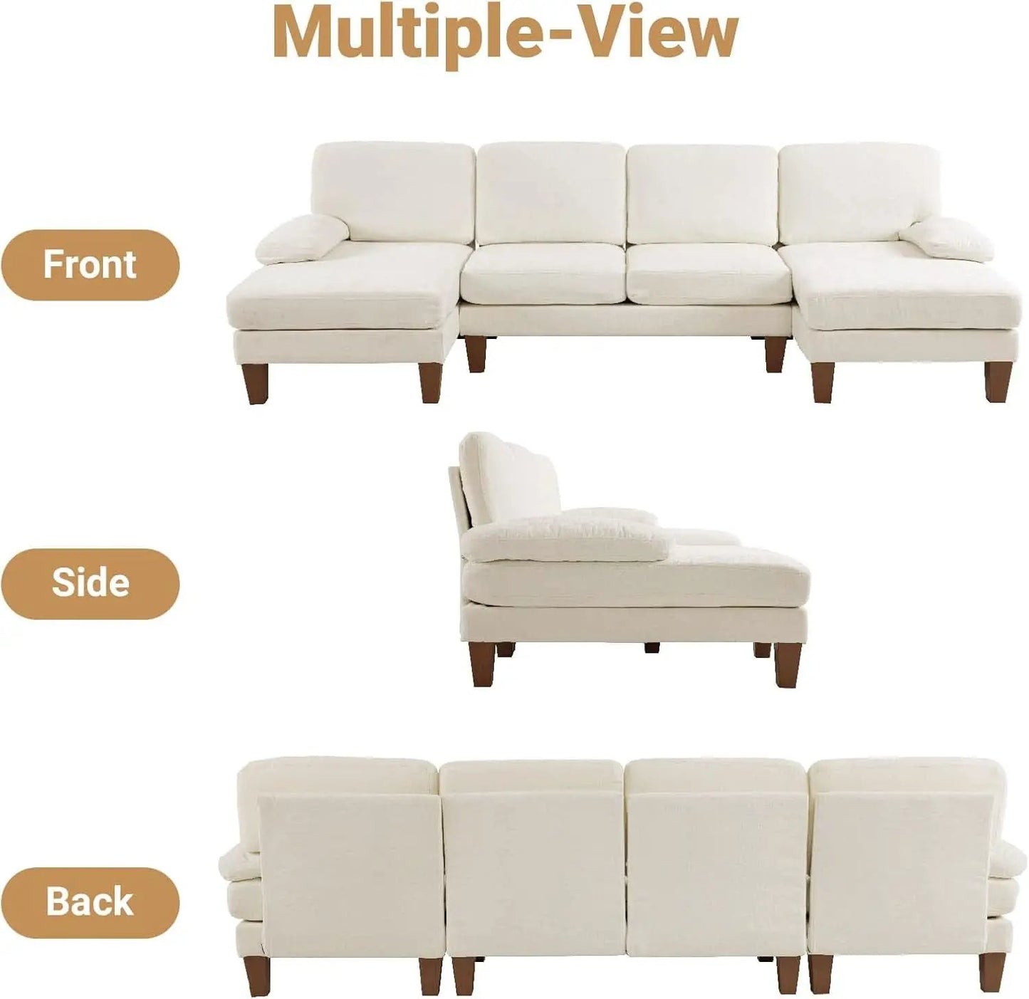110 Inch Beige U Shaped Sectional Sofa For Living Room With Double Chaise And Comfortable Seating For Gatherings from PriceLows™