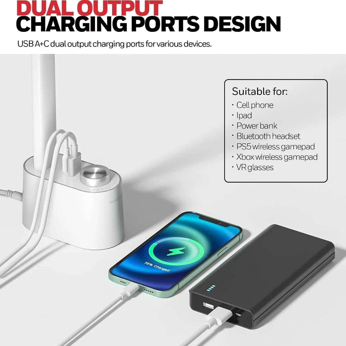 LED Desk Lamp With USB Ports And Dimmable Eye Caring from PriceLows™