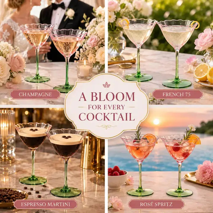 Fiore Champagne Coupe Cocktail Glassware | 6 oz | Set of 2 | Entertaining