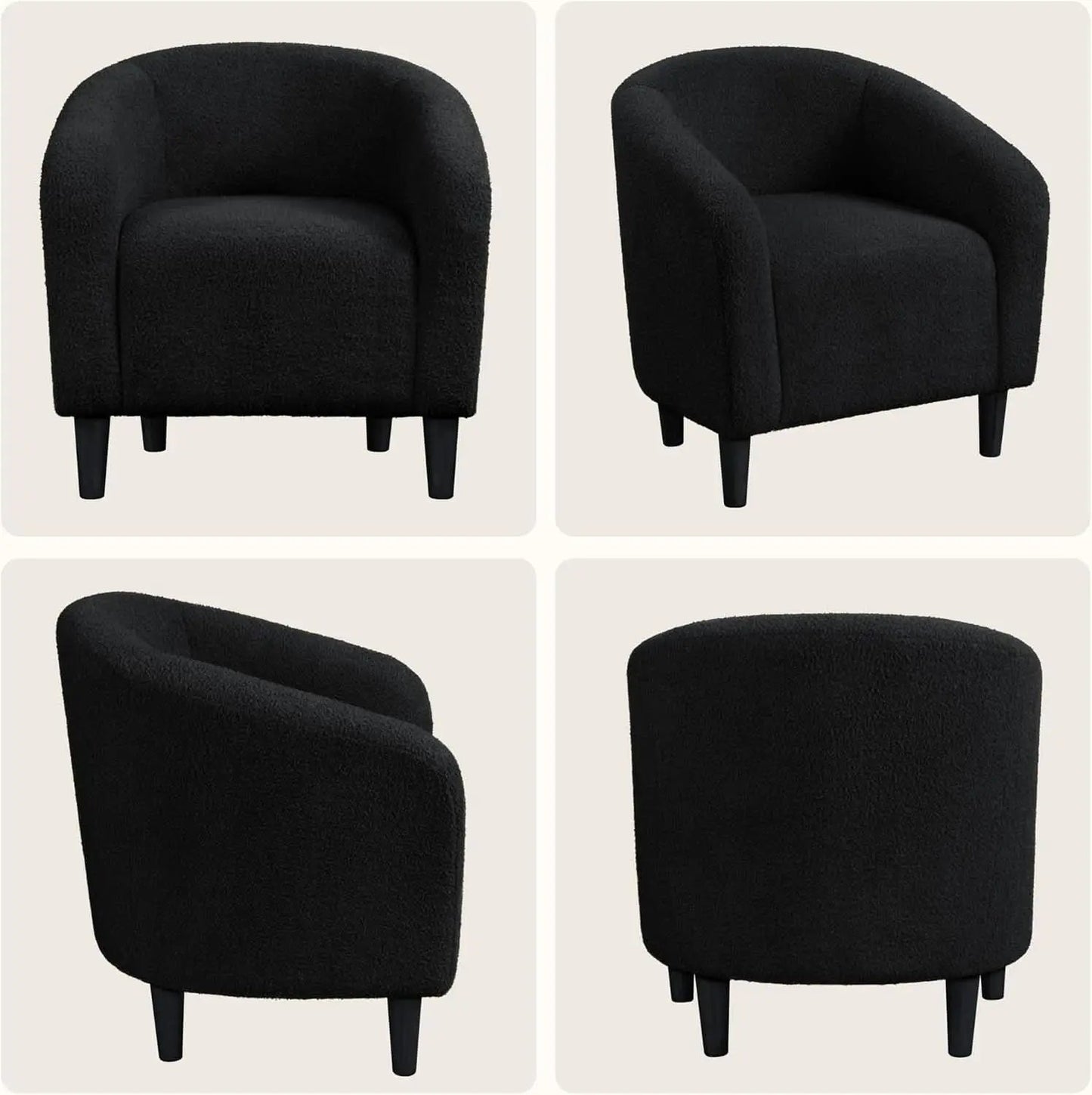 Black Boucle Armchair Club Chair Cushioned Comfort from PriceLows™