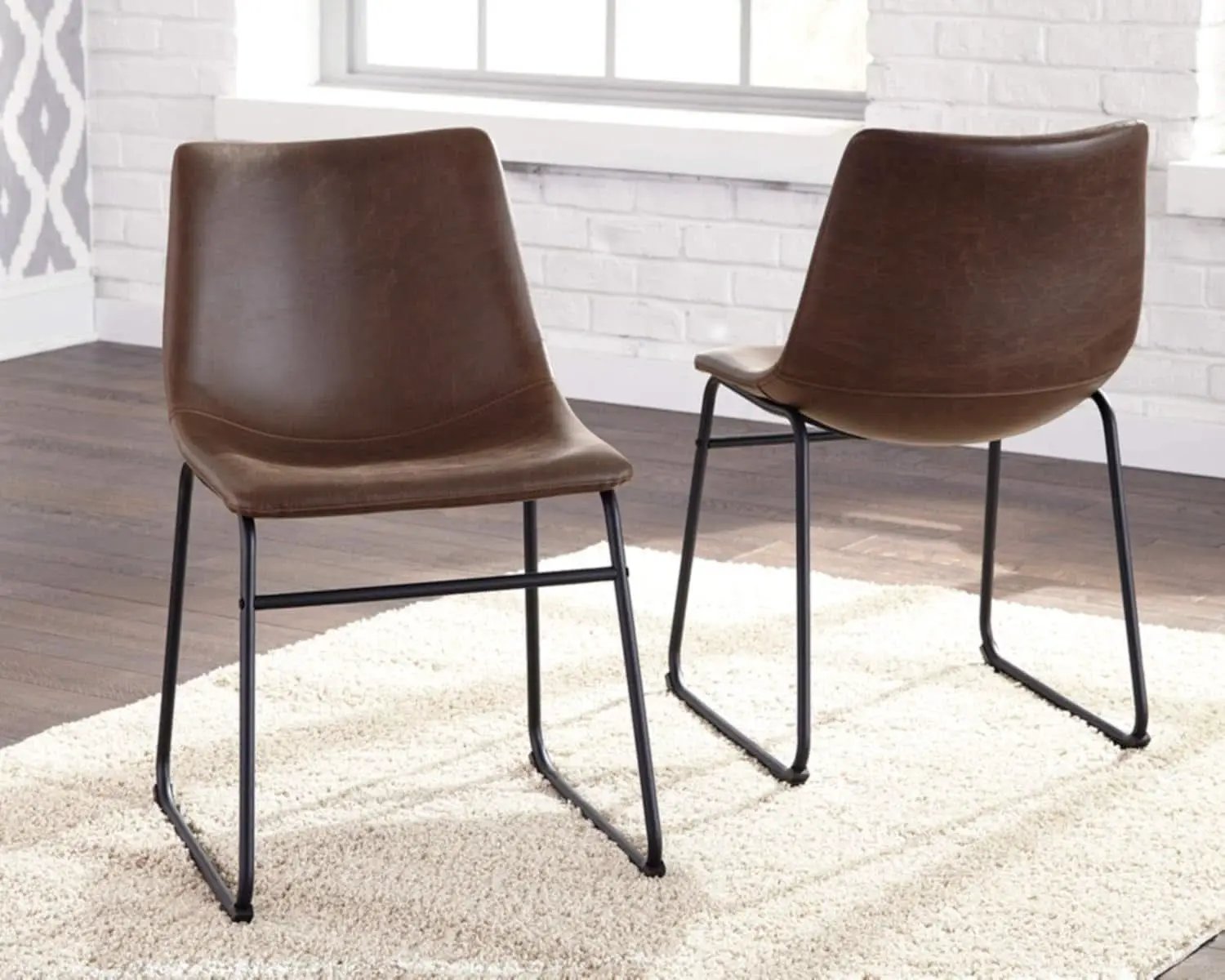 Mid Century Centiar 18.75 Inch Dining Bucket Chairs Set Of 2 Black And Brown from PriceLows™