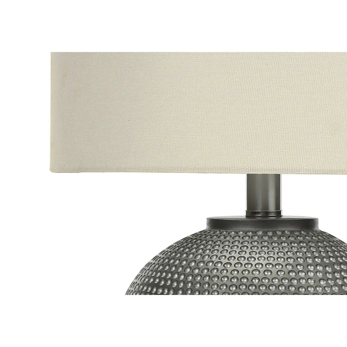 Gray Resin Table Lamp | Ivory Fabric Shade | 18.5 Inch Height | Compact Size