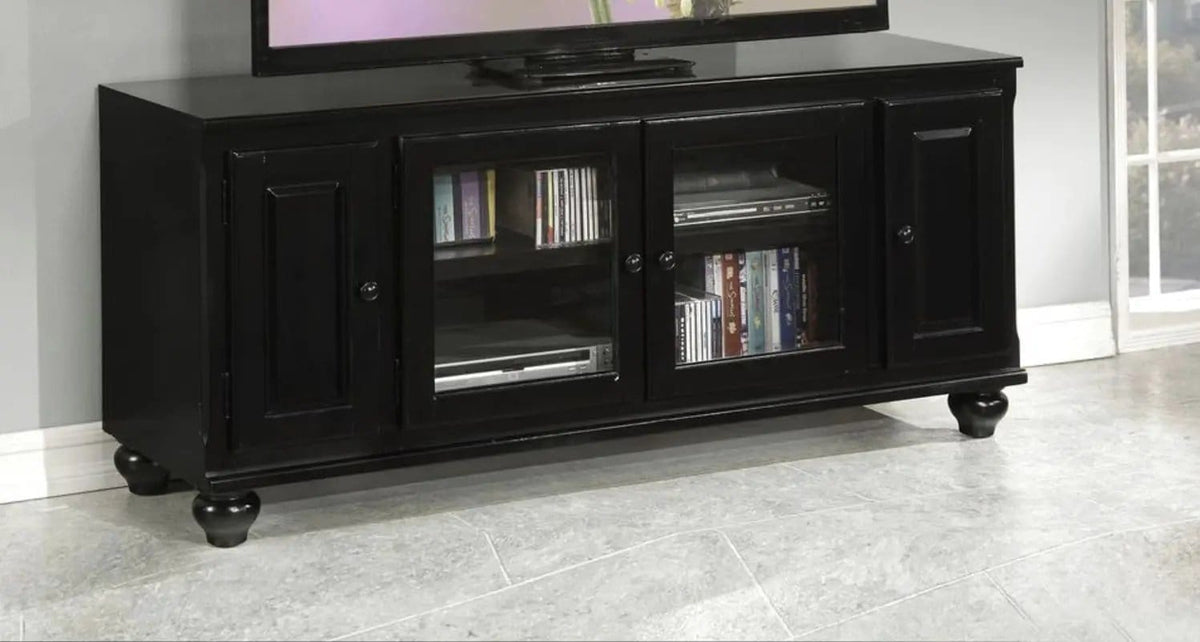 Ferla TV Stand | 19 x 58 x 26 in | Glass & Wood | Black