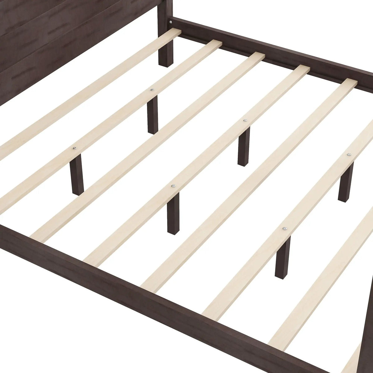 Platform Bed | Reinforced Wood Slats | Integrated Headboard