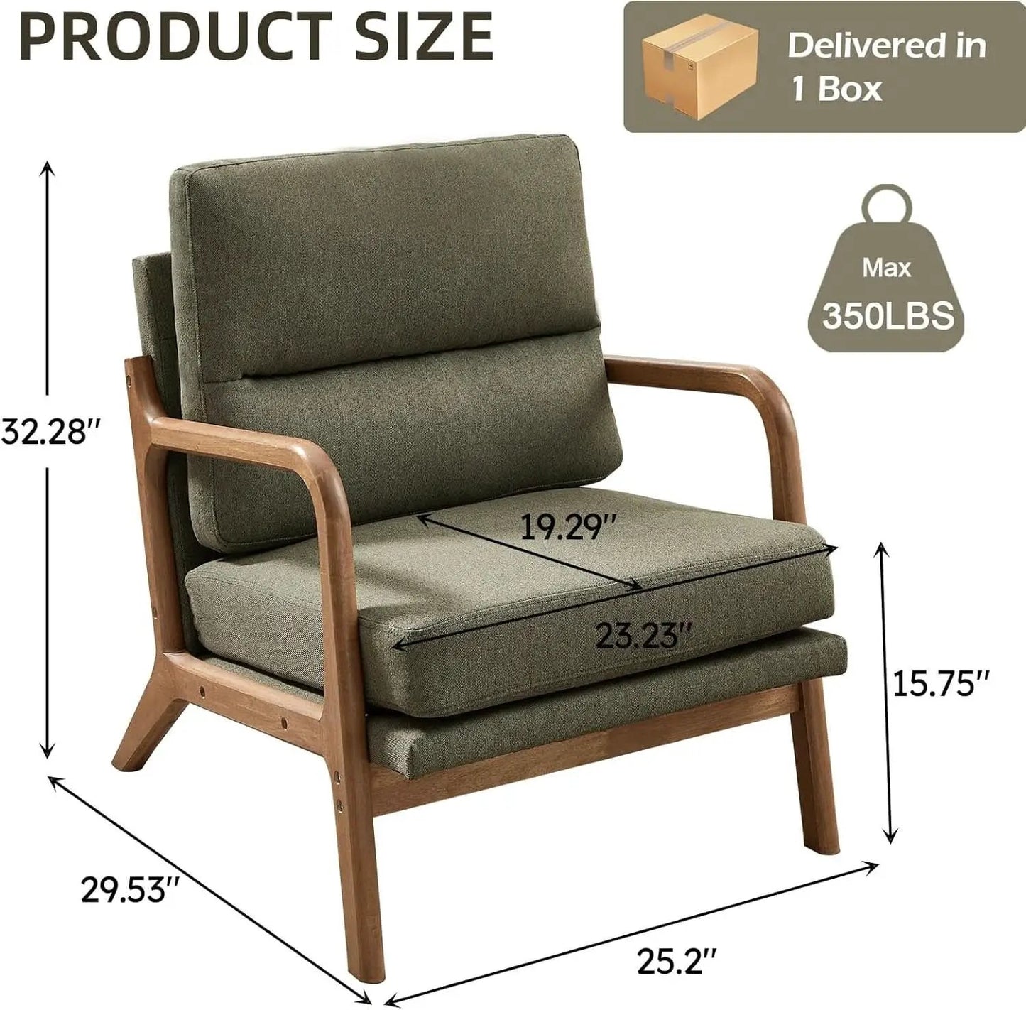 Mid Century Emerald Linen Upholstered Accent Chair from PriceLows™