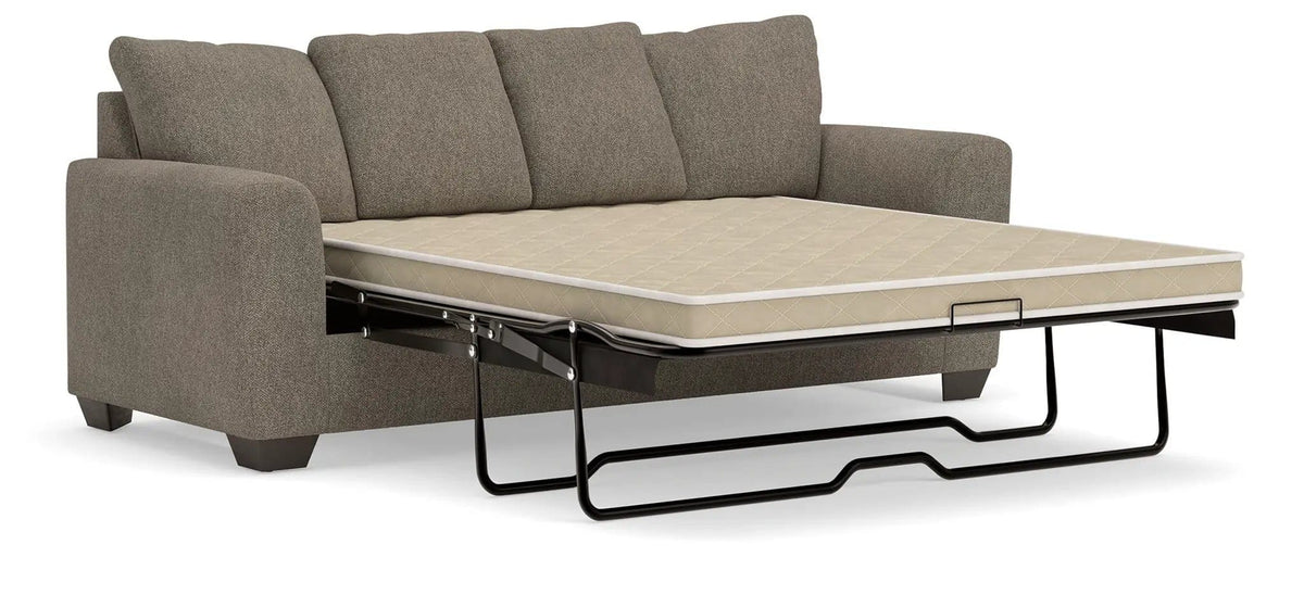 Triston-Peaks Queen Sofa Sleeper | 90 x 38 x 38 in | Steel & Wood | Suede