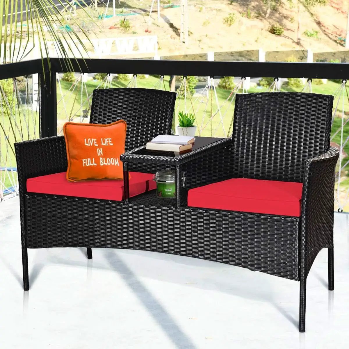 Wicker Outdoor Conversation Set With Removable Cushions from PriceLows™