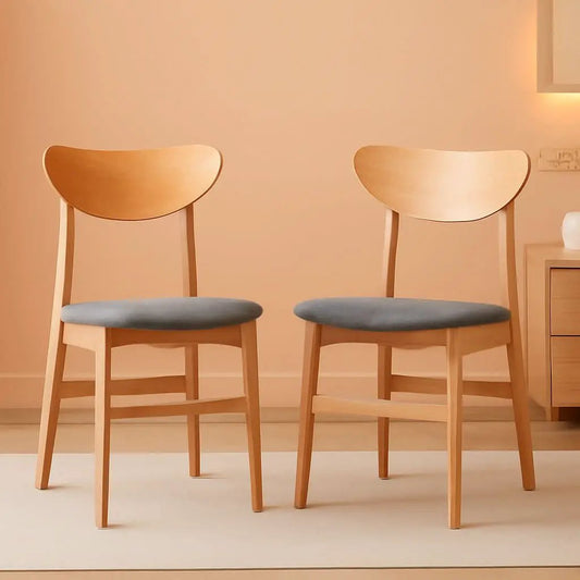 Dining Chair Set Of 2 With Grey Cushions And Natural Wood from PriceLows™