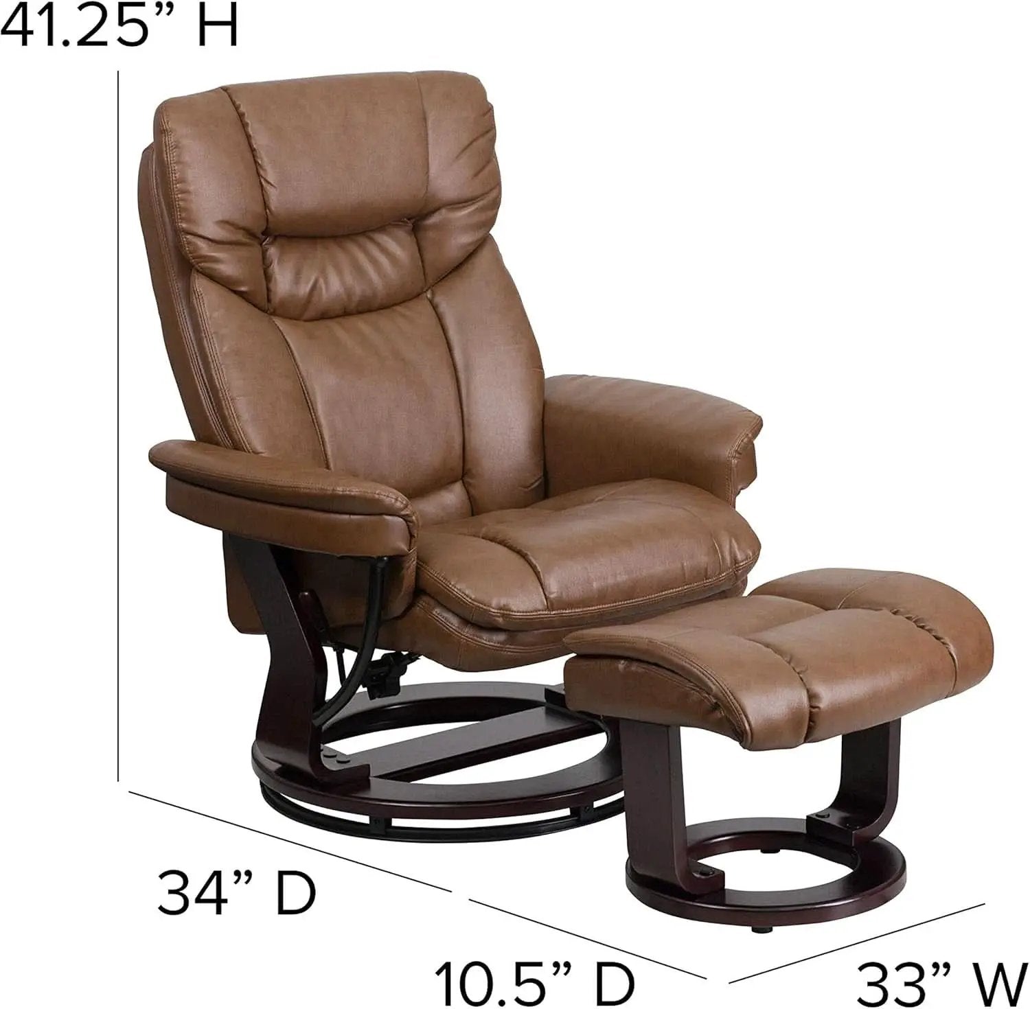 Leathersoft Recliner With Ottoman Palimino Swivel from PriceLows™