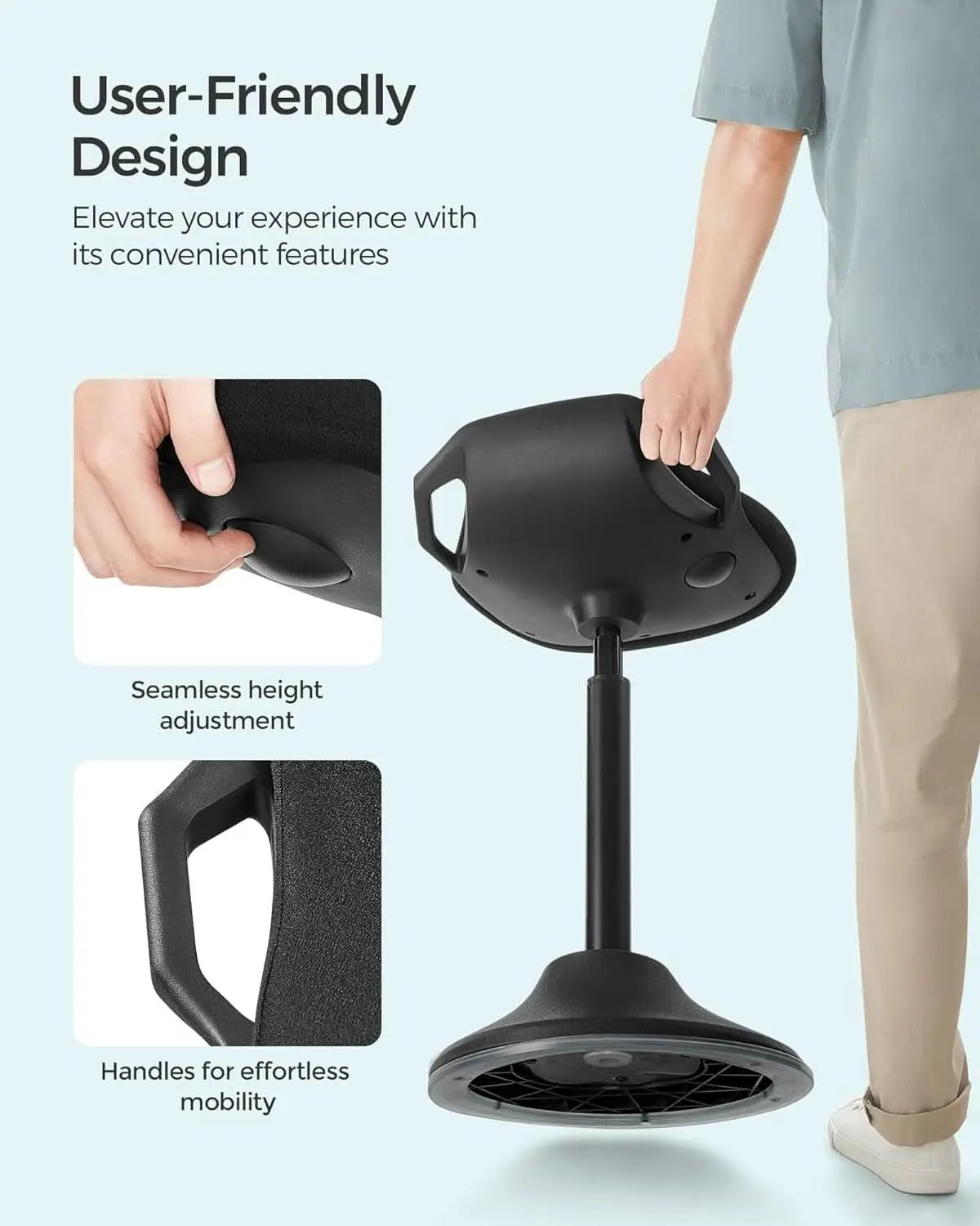 Adjustable Standing Desk Chair Black 23.6 To 33.3 Inches from PriceLows™