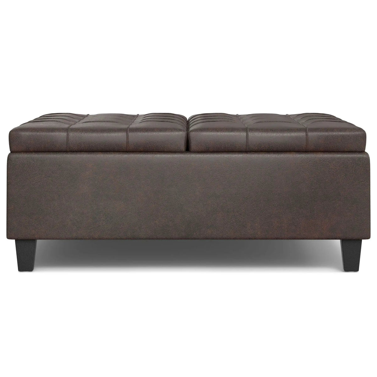Harrison Large Coffee Table Storage Ottoman | Split Lift-Up Top | Square Design | 36 Inch Width