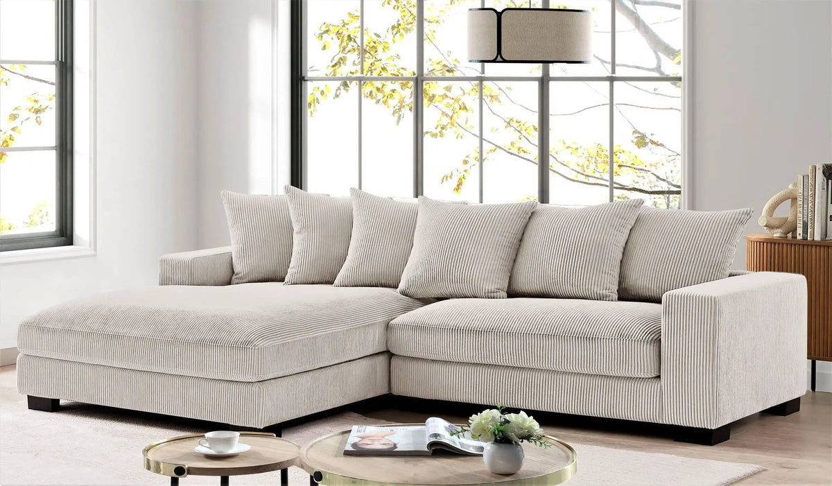 Luxe Oversized Sectional Sofa | 2 Piece L Shaped Couch | Chaise Included | Deep-Seated Design
