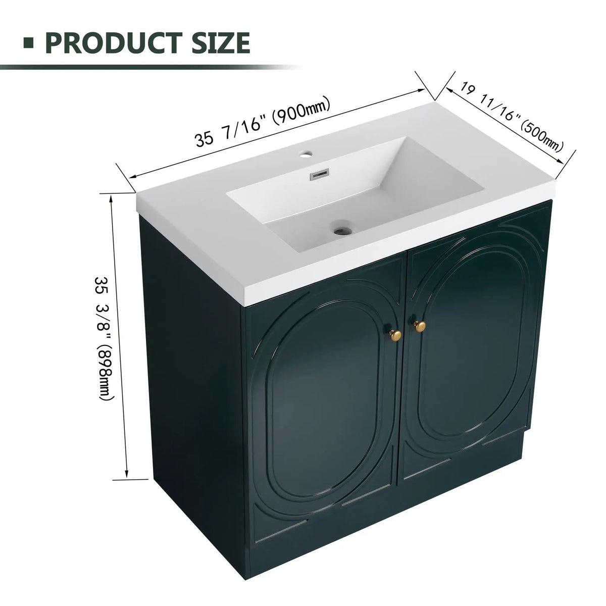 Contemporary Freestanding Bathroom Vanity With Resin Sink & Soft-Close Cabinet Doors | 7 Pieces | Stainless Steel & Plywood | Bathroom