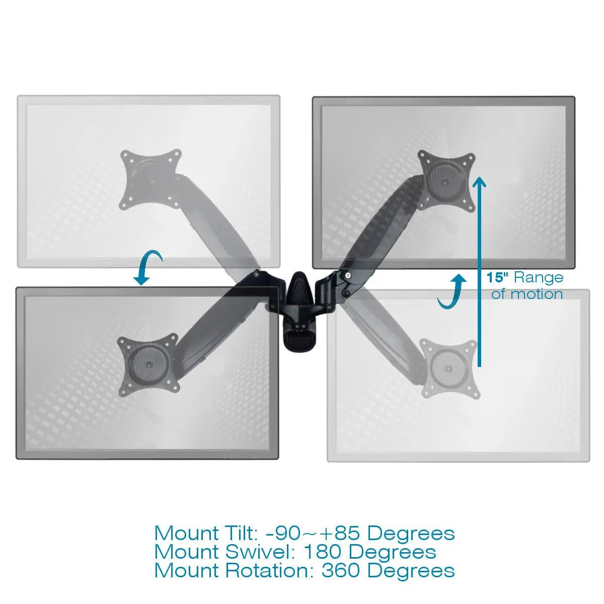 Sit Stand Wall Mount Monitor Arm | Dual Screen | Height Adjustable | Standard
