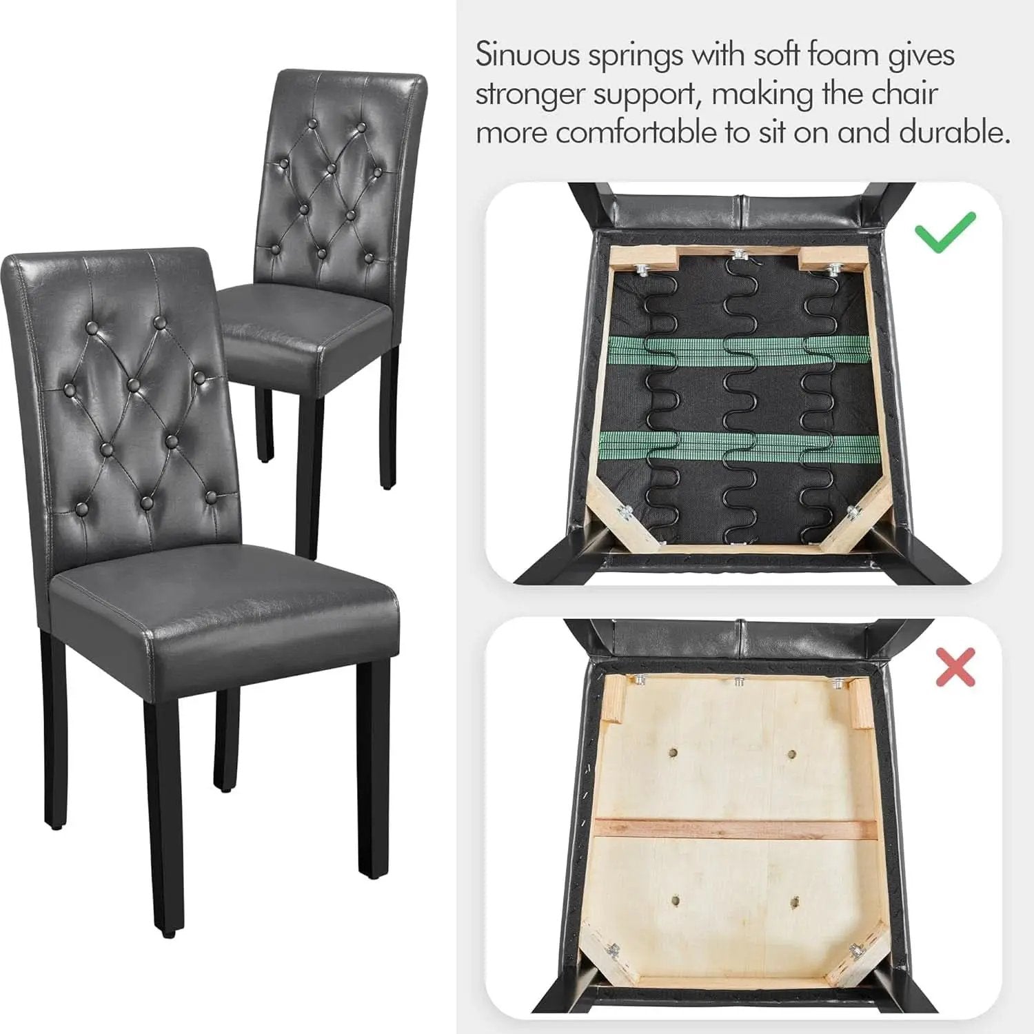 Gray Faux Leather Parsons Dining Chairs Set Of 2 High Back from PriceLows™