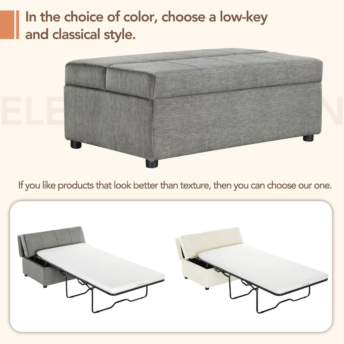 Twin Size Folding Ottoman Sleeper Bed | Includes Mattress | Convertible Guest Bed | High-Density Foam