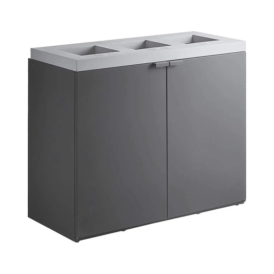 86-Gallon Heavy-Duty Commercial Steel Three-Stream Trash Can Cabinet | Steel | Home Use | Home