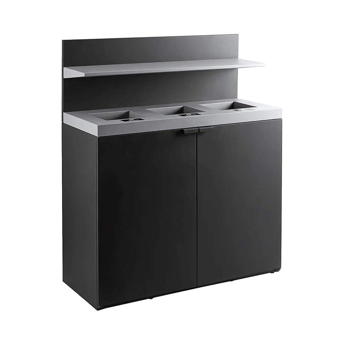 86-Gallon Heavy-Duty Commercial Steel Three-Stream Trash Can Cabinet With Tray Holder | Steel | Home Use | Home