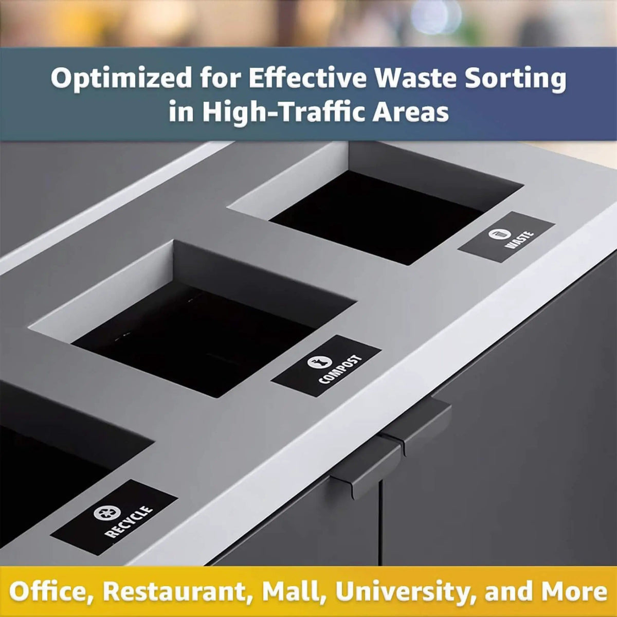 86-Gallon Heavy-Duty Commercial Steel Three-Stream Trash Can Cabinet With Tray Holder | Steel | Home Use | Home