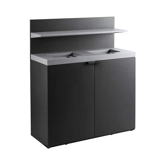 86-Gallon Heavy-Duty Commercial Steel Two-Stream Trash Can Cabinet With Tray Holder | Steel | Home Use | Home
