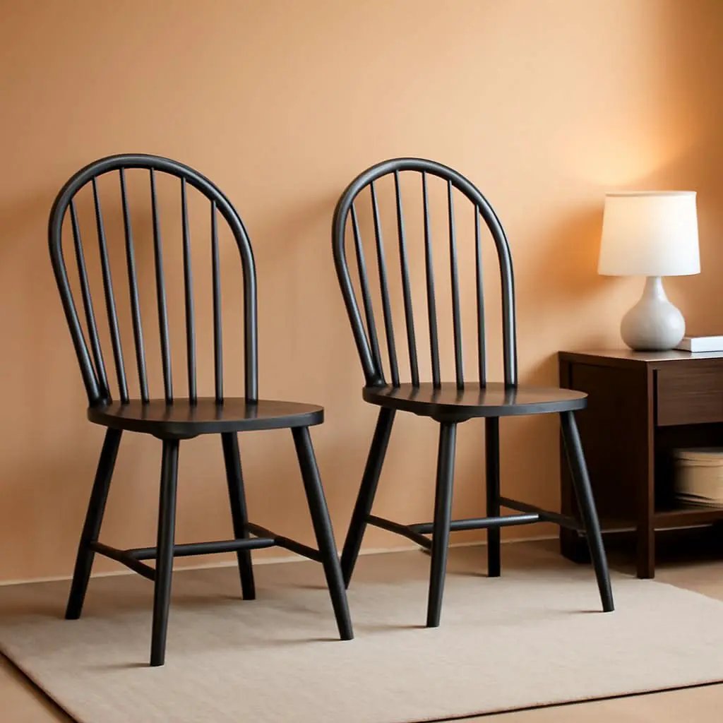 Camden 18 Inch Spindle Back Black Dining Chairs Set Of 2 from PriceLows™