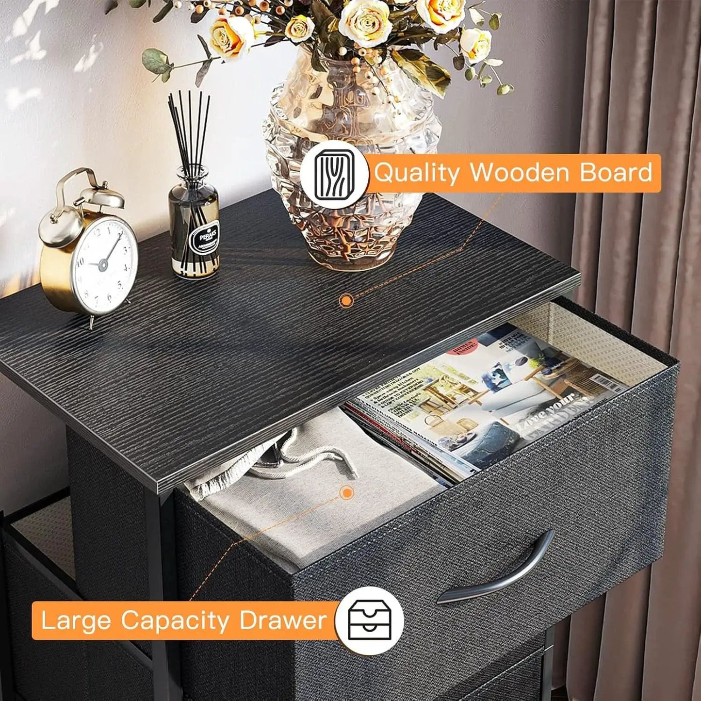 Black Compact Dresser Featuring SteelFrame And WoodenTop from PriceLows™
