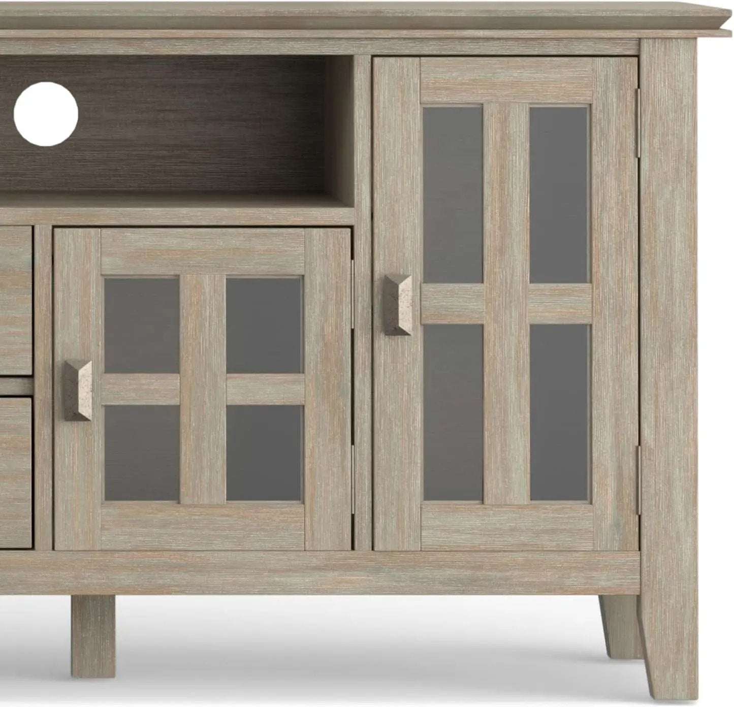Solid Wood TV Stand 72 Inch Wide Distressed Grey Finish from PriceLows™