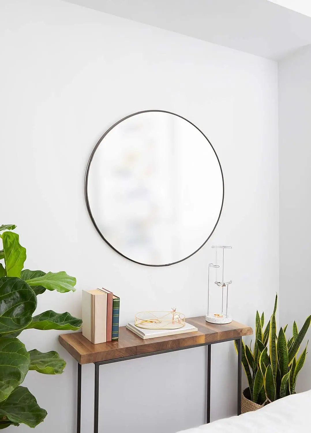 34 Inch Circle Mirror Titanium Finish For Entryways from PriceLows™