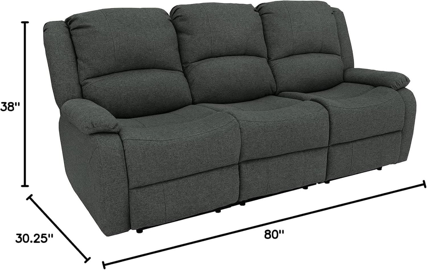 80-Inch RV Triple Recliner Sofa With Convertible Console from PriceLows™