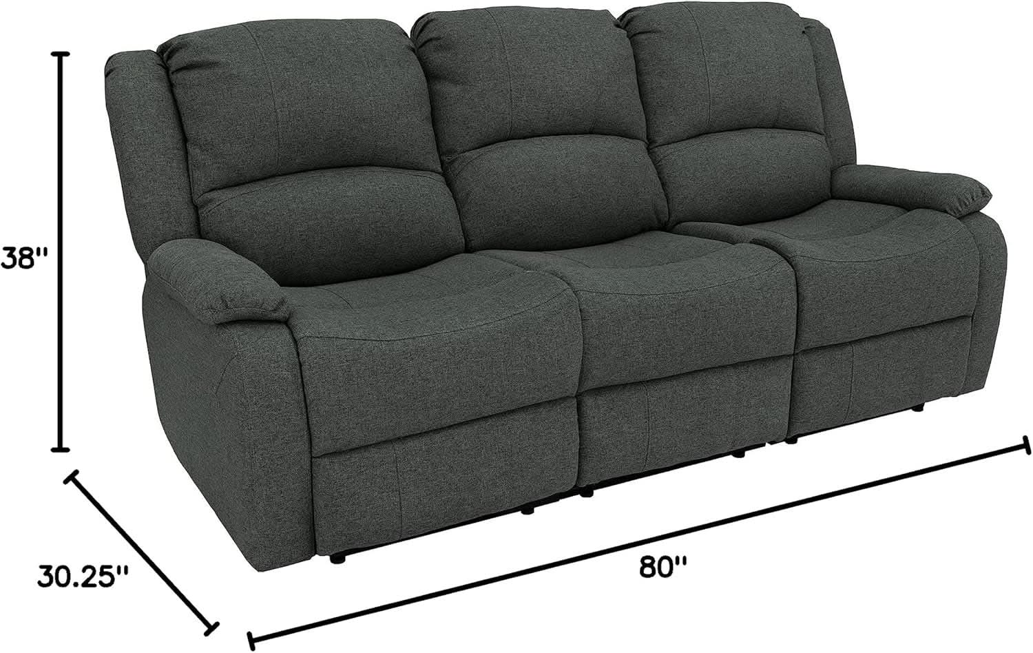 80-Inch RV Triple Recliner Sofa With Convertible Console from PriceLows™