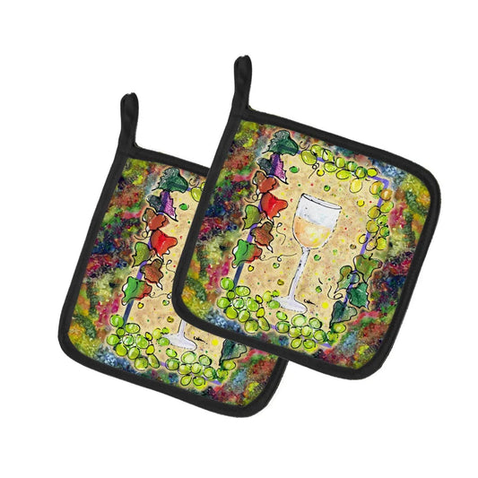 Pot Holder Set of 2 | Heat Resistant Quilted Hot Pads | 7.5 x 7.5 Inch | Wine
