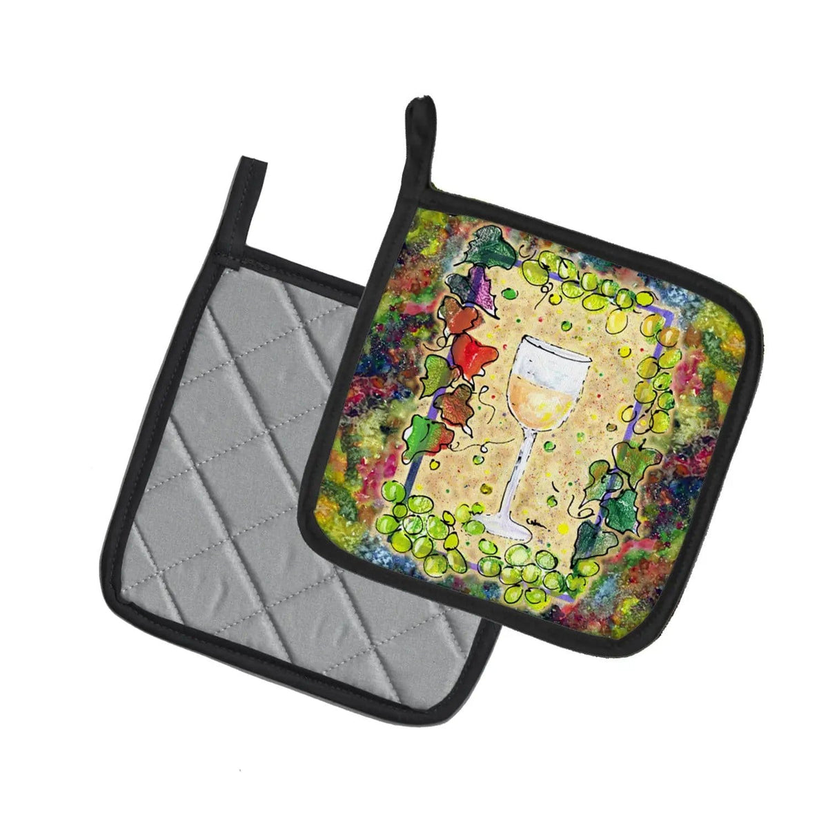Pot Holder Set of 2 | Heat Resistant Quilted Hot Pads | 7.5 x 7.5 Inch | Wine