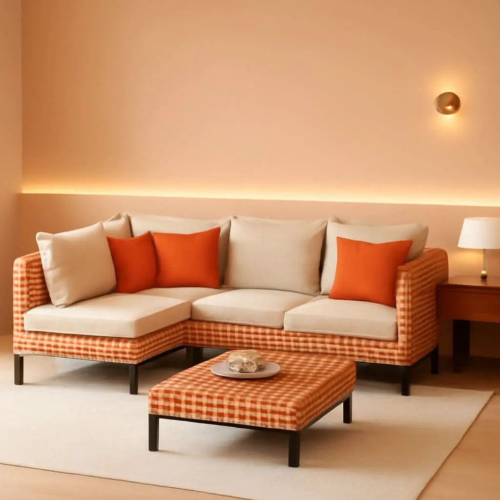 5 Piece Outdoor Patio Set Sectional Sofa Salmon Orange from PriceLows™