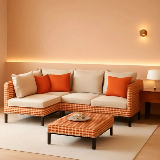 5 Piece Outdoor Patio Set Sectional Sofa Salmon Orange from PriceLows™
