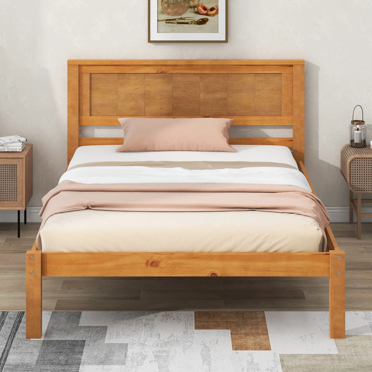 Platform Bed Frame With Headboard | Espresso Finish | Durable Pine Wood