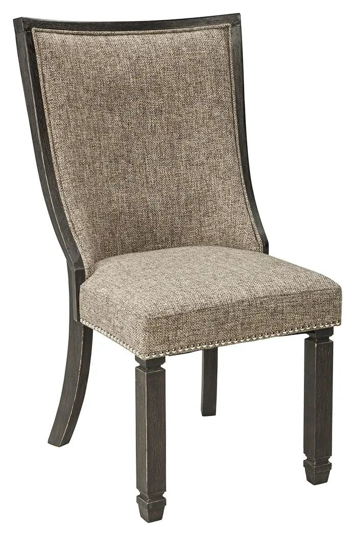 Tyler Creek Framed Back Dining Chairs | Set Of 2 | Black And Grayish Brown | Upholstered Seats