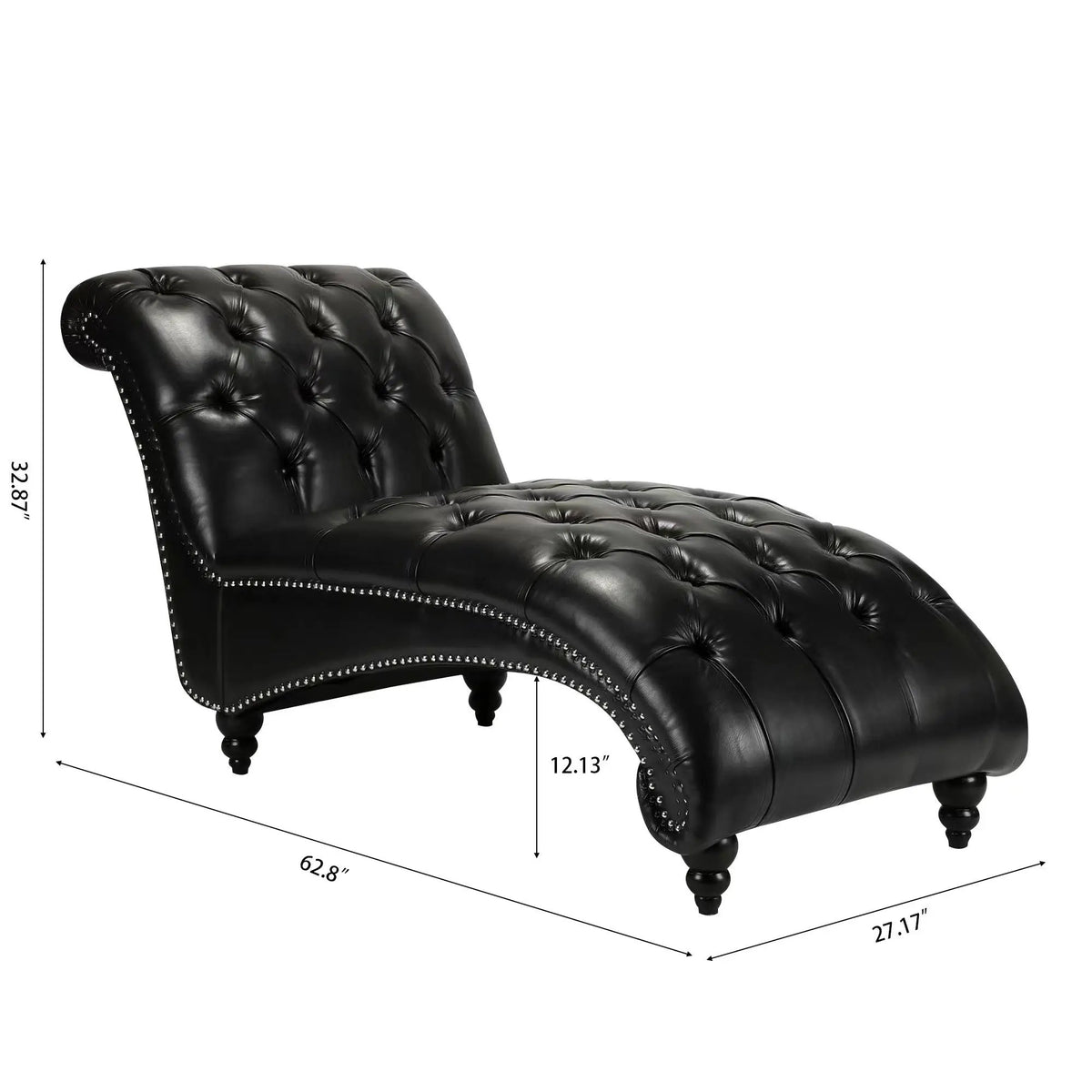 Tufted Armless Chaise Lounge | High Density Foam | Bubble Nail Trim