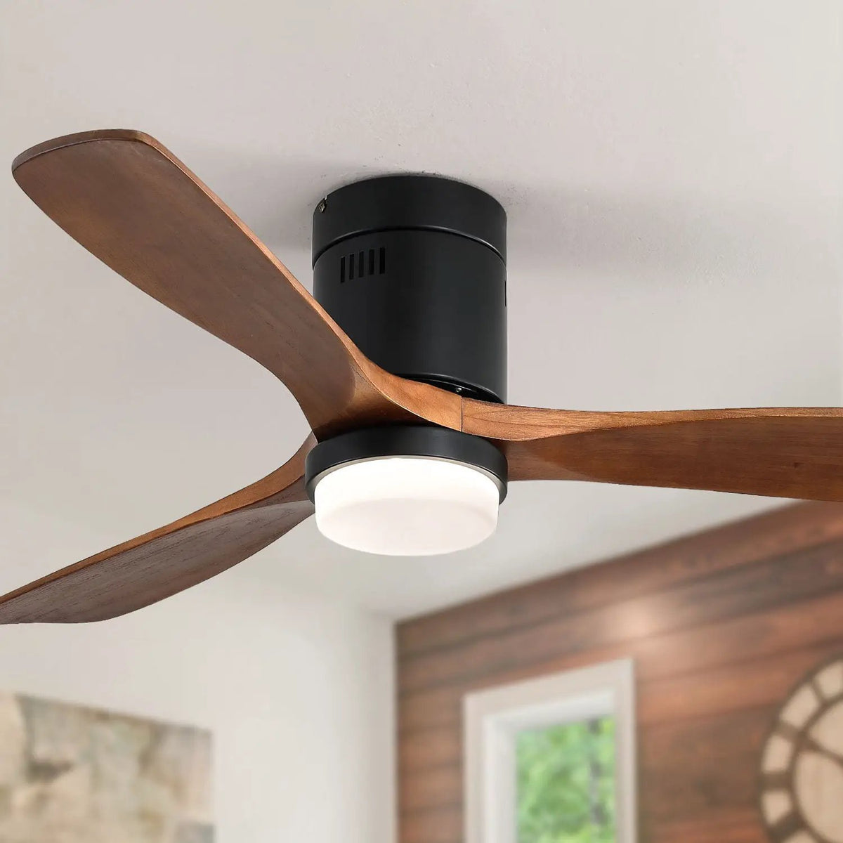 Black Indoor Ceiling Fan | 52 Inch Span | Reversible DC Motor | Integrated LED Light
