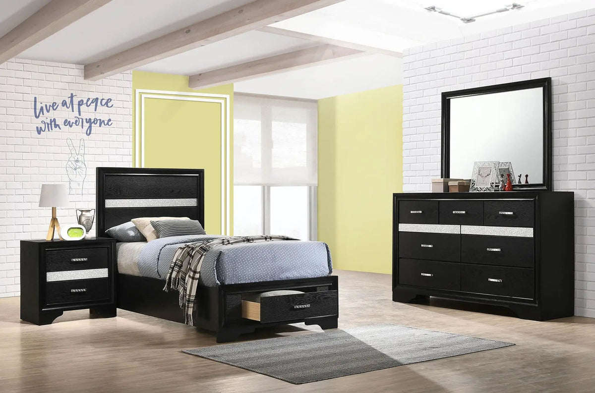 Miranda 4-piece Twin Bedroom Set | 4-Piece Set | Bedroom Furniture | Black