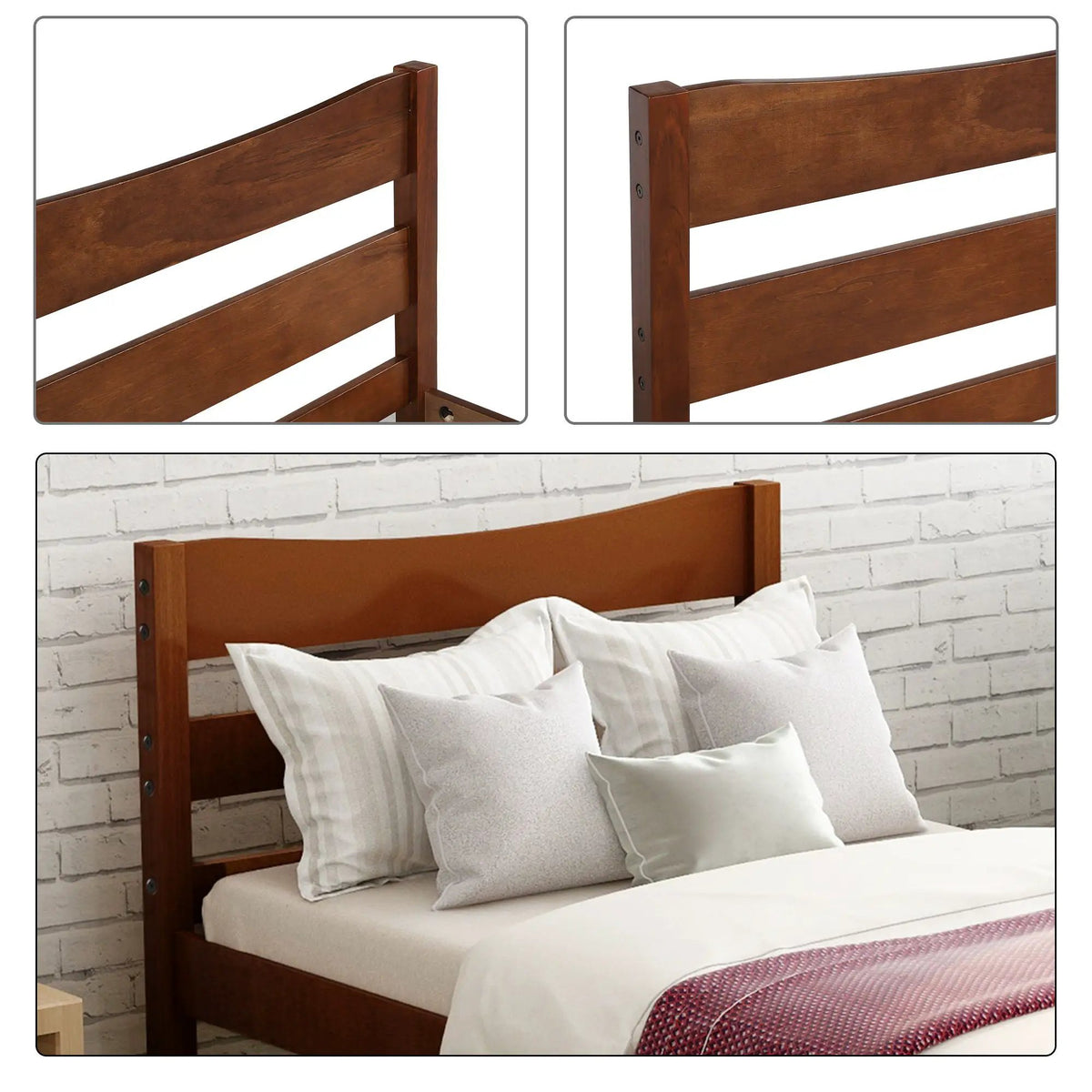 Platform Bed | Headboard | Wooden Slat Support | Twin Size