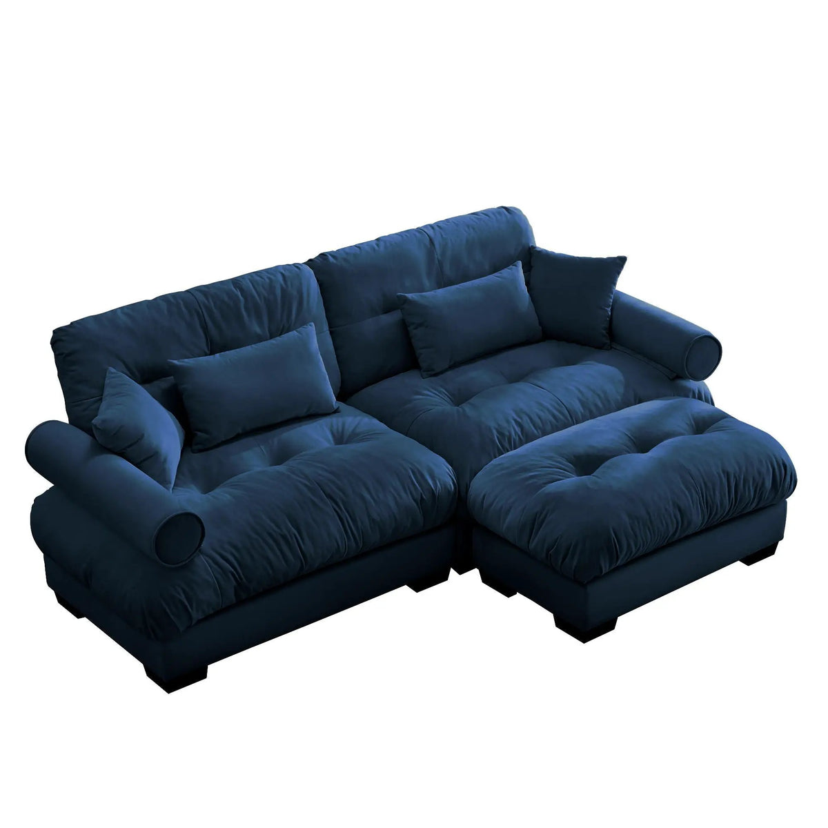 Modular Sectional Sofa | Deep Comfort Cushions | Vintage Fabric Ottoman
