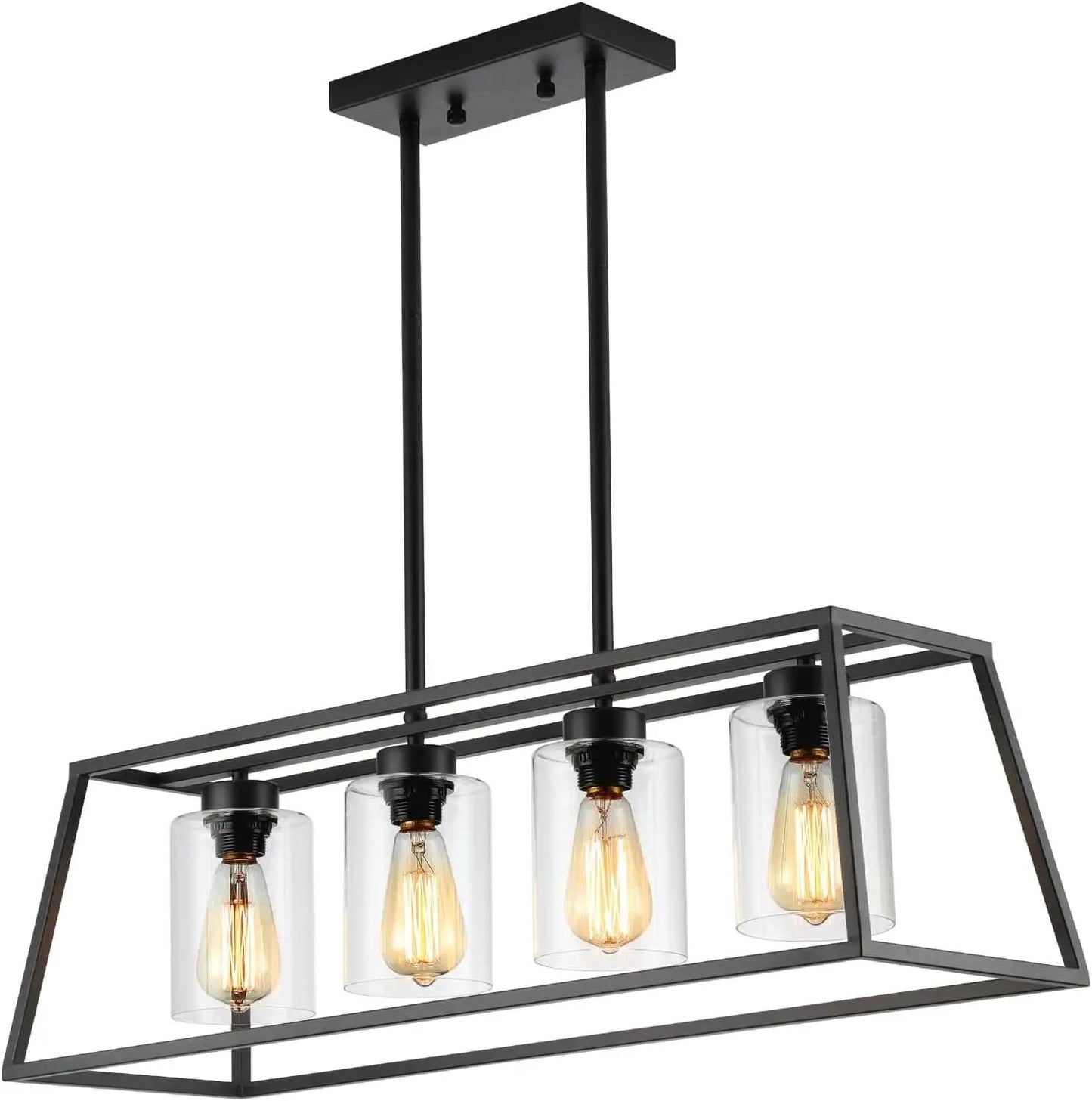 Black Farmhouse Linear Chandelier 4 Light For Dining Room from PriceLows™